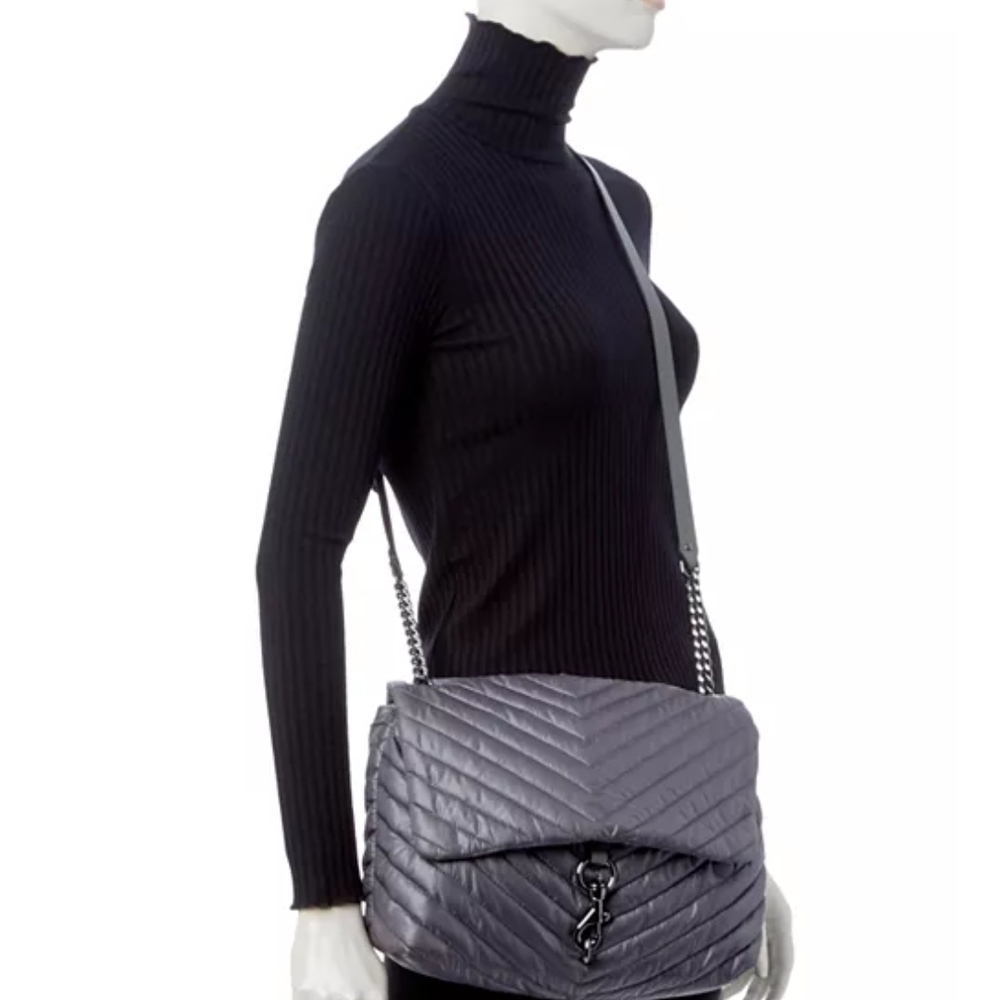 Rebecca Minkoff Metallic Gray Quilted Crossbody Bag